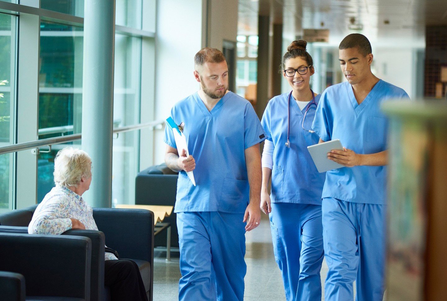 group of nurses walking