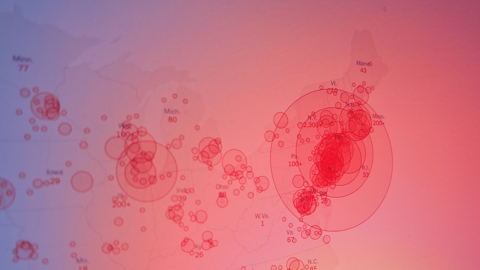 Heatmap of NE US COVID-19 metro infection rate.